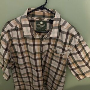 Akademiks Green and Brown Casual Button Down Shirt